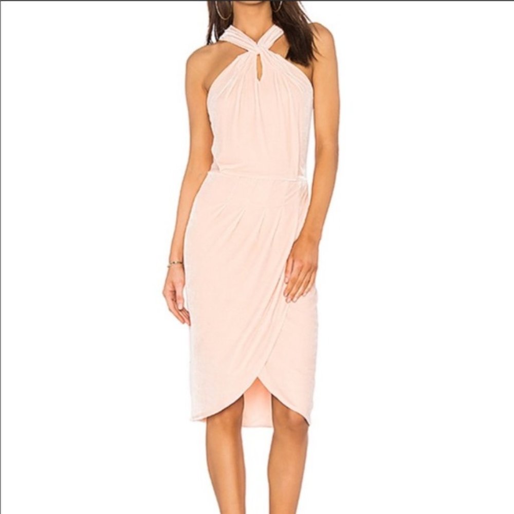 cupcakes & cashmere Blush Halter Twist Front Midi Dress